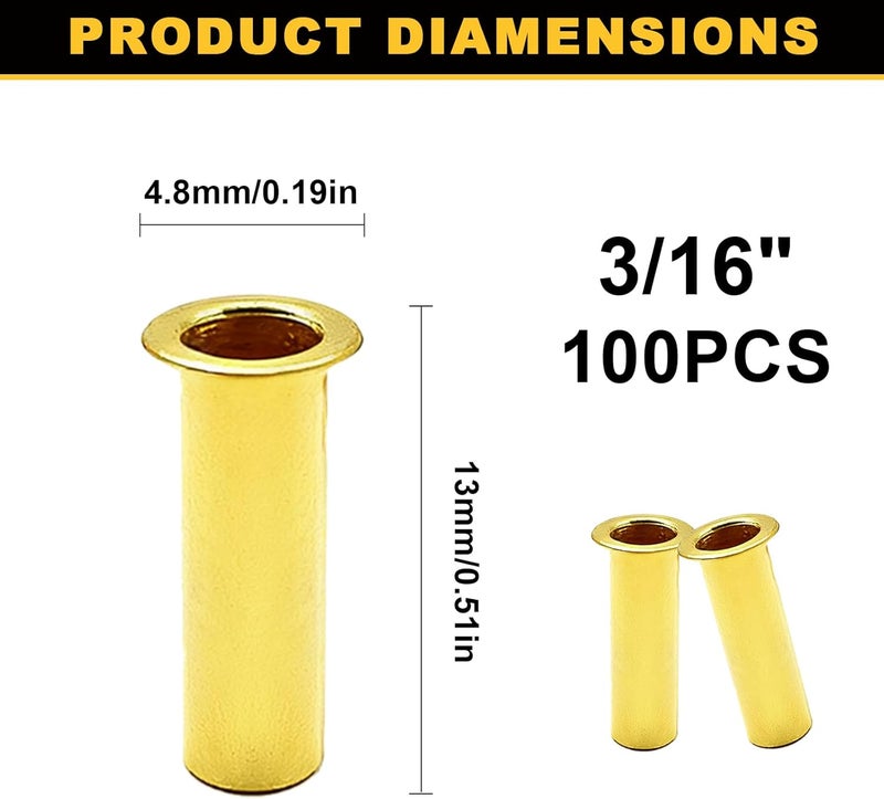 Siptenk 100PCS Brass Compression Tube Inserts for OD 3/16", Insert Tube Support Compression Sleeve Fitting, Sleeve Ferrules for Oil Water Air Pipe - Image 2